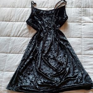 Victoria Secret Velvet Dress Lingerie Teddy  Slip Black with Green Shift